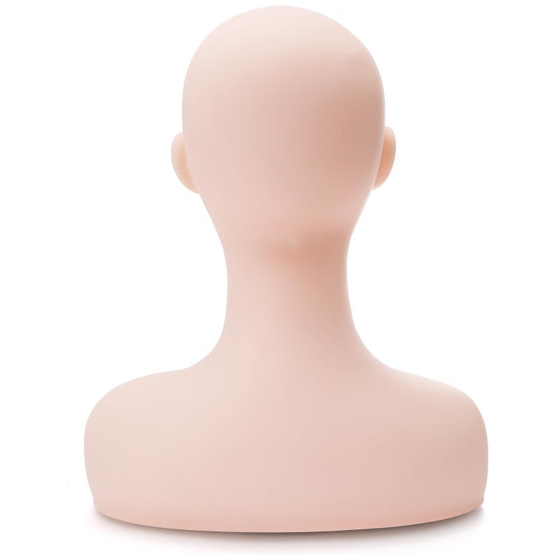 Dicunoy Esthetics Mannequin Head with Shoulder, Soft PVC Human Hair Mannequin Head for Makeup, Facial Techniques, Massage, Lash Extensions Practice, Wig Display, Salons Cosmetology School - Image 3
